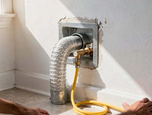 Montville Dryer Vent Cleaning certified technician performing specialized gas dryer vent cleaning in Montville